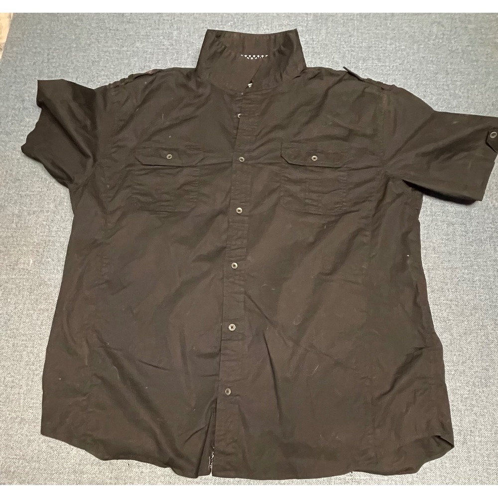 Kenneth Cole New York Mens Black Short Sleeve Button Down Shirt Regular Fit L